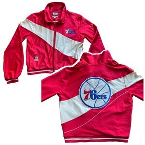 Rare VTG NBA Hardwood Classics Carl Banks Satin Jacket Philadelphia 76ers M Read
